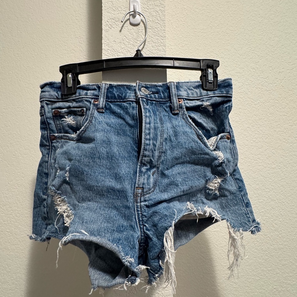 Abercrombie & Fitch Ripped Blue Jean Shorts